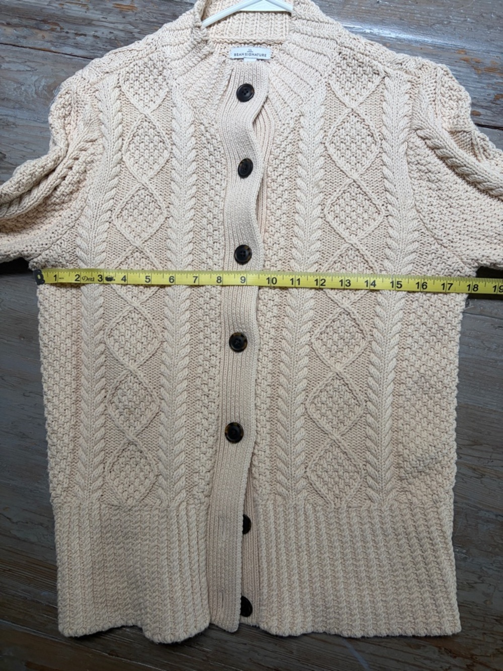 Women's Signature Cotton Fisherman Sweater, Short Cardigan, Cream - Picture 10 of 13